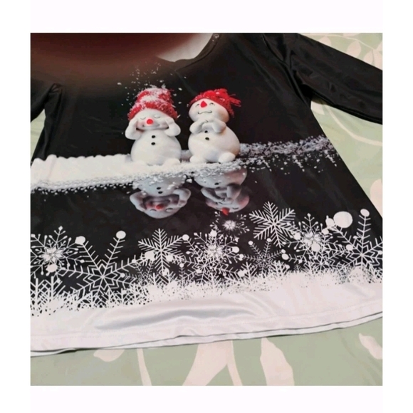 Charming Snowman Black Long Sleeve Blouse - Picture 5 of 11